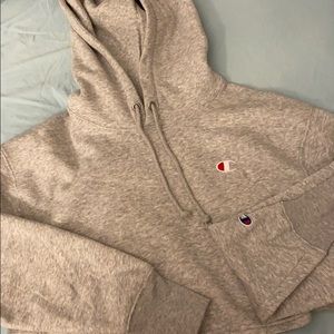 Grey champion cropped hoodie